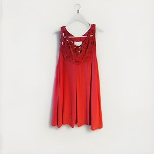 Maurices Women's Sz 2 Coral Pink Sleeveless Lace Crochet Neck Flowy Top